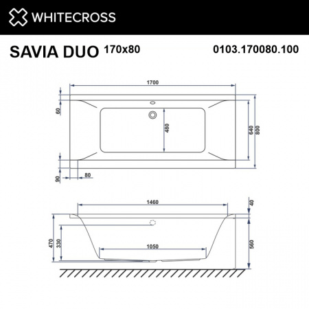 Фото акриловая ванна whitecross savia duo 170x80 см 0103.170080.100
