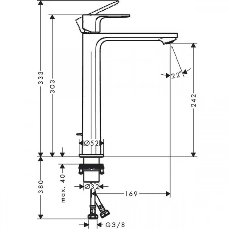 Фото смеситель для раковины hansgrohe rebris s 72590670