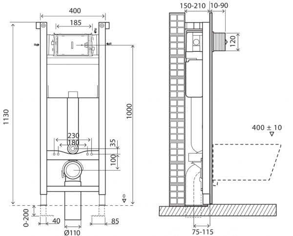 Фото инсталляция для унитаза belbagno bb004-40 expert