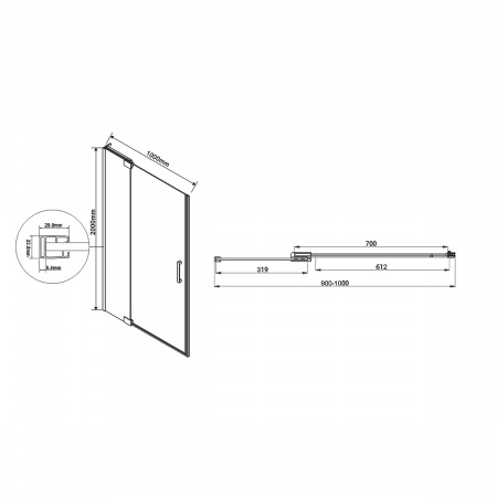 Фото душевая дверь vincea extra 100 см vdp-1e9010cl