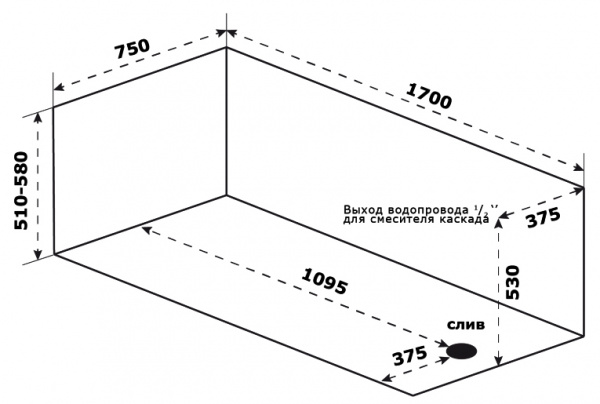Фото акриловая ванна bas толедо 170x75 см в 00065