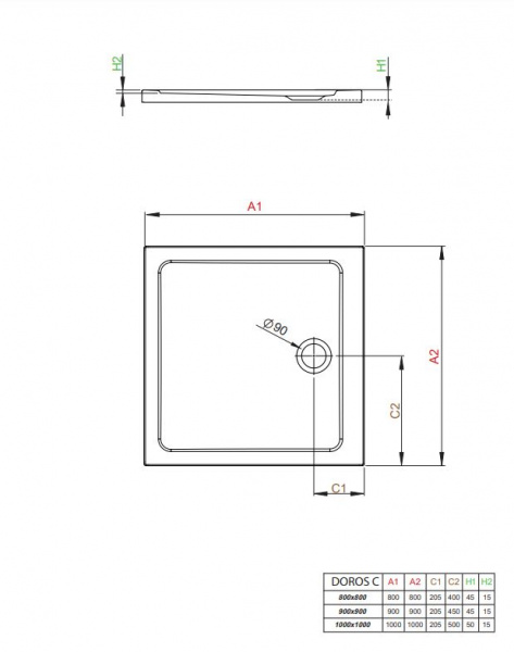 Фото поддон акриловый radaway doros c 100x100 см sdrc1010-01