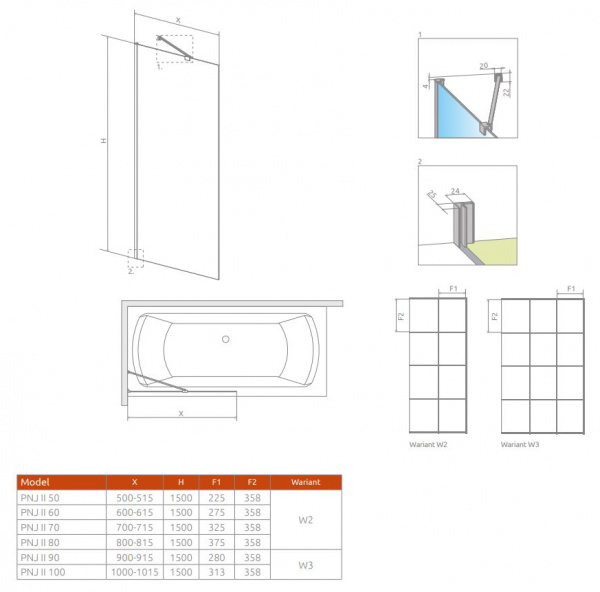 Фото шторка radaway idea black pnj 70 frame 70 см 10001070-54-56