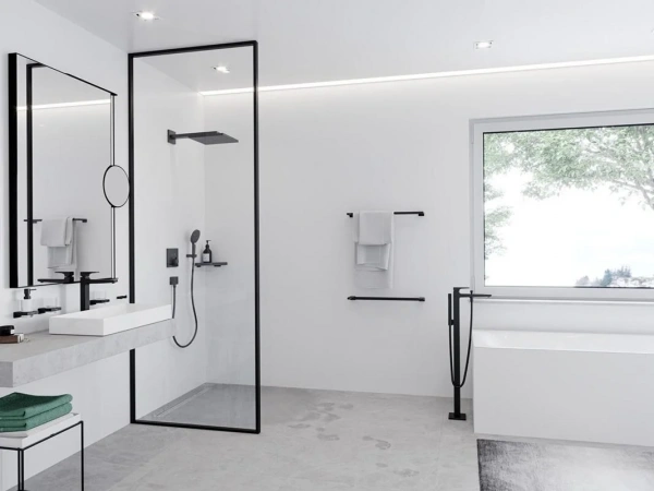 Фото напольный смеситель для ванны hansgrohe metropol 32532670