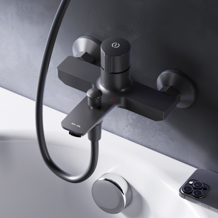 Фото смеситель для ванны am.pm x-joy black edition f85a10522