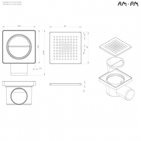 Фото душевой трап am.pm primeflow 10 см w02bd-p11-010-01bm