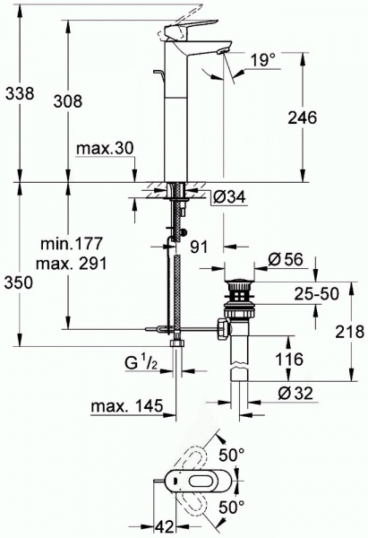 Фото смеситель для раковины grohe bauloop 32856000