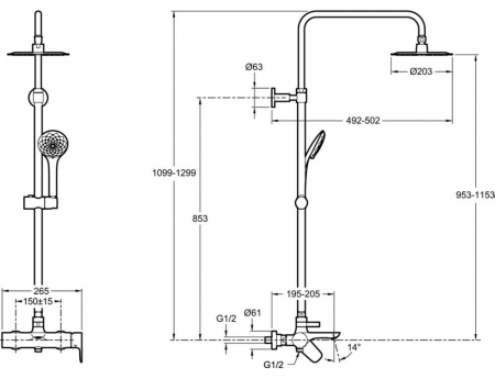 Фото душевая стойка jacob delafon aleo e97825ru-4-cp