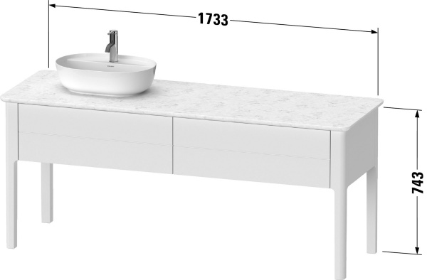 Фото тумба под раковину duravit luv 173 см, цвет: белый матовый сатиновый лак lu9563l3636