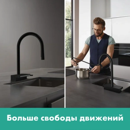 Фото смеситель для кухонной мойки hansgrohe aquno select 73831000