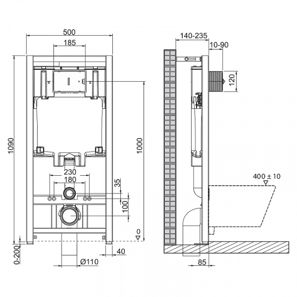 Фото инсталляция для унитаза с панелью смыва belbagno bb002-80/bb005-pr-chrome