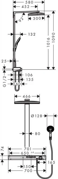 Фото душевая стойка hansgrohe rainmaker select 460 27029400