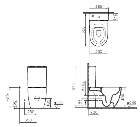 Фото унитаз-компакт, безободковый vitra sento rim-ex 9830b003-7204