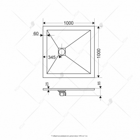 Фото поддон rgw st-0100g 100x100 см 16152100-02