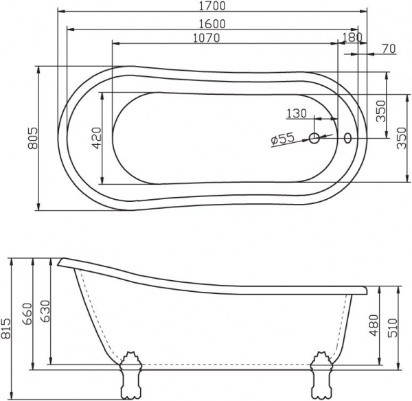 Фото акриловая ванна belbagno bb04 170x80 см