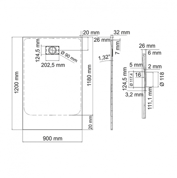 Фото поддон wasserkraft main 120x90 см 41t07