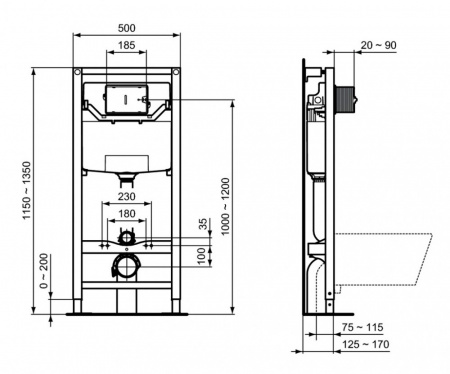 Фото инсталляция для унитаза ideal standard prosys frame 120 p r027767