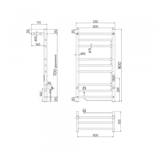 Фото электрический полотенцесушитель indigo line trinity 80/50 lсlte80-50pgnsrt