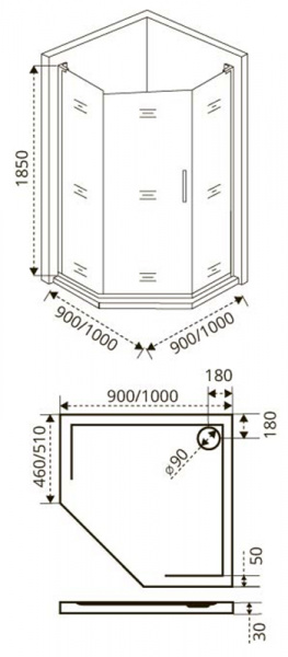 Фото душевое ограждение good door fantasy pnt-100-f-ch 100 см фа00008