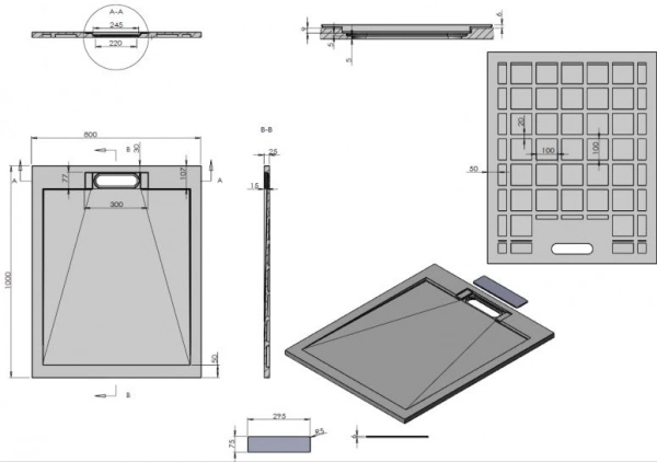 Фото поддон из искуственного камня esbano luxe 100x80 см esp-lx108g