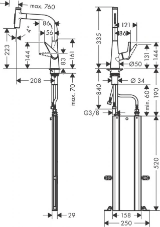 Фото смеситель для кухонной мойки hansgrohe talis select 73868800