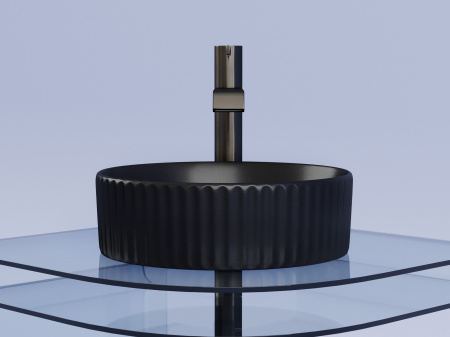 Фото раковина накладная ceramicanova element 36 см, цвет: черный cn6057mb