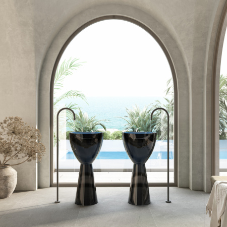 Фото раковина напольная abber kristall 45x45 см at2703onyx