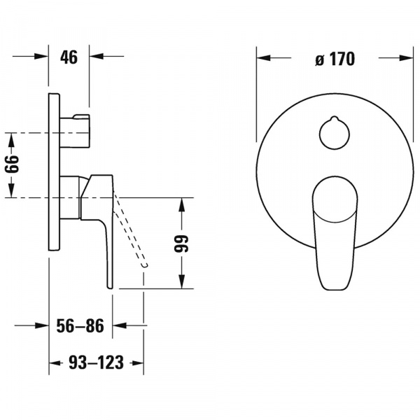 Фото встраиваемый смеситель для душа duravit b.1 b15210012010
