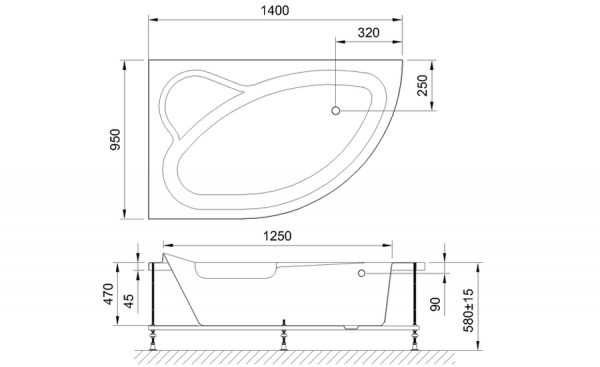 Фото акриловая ванна royal bath alpine rb819103l 140x95 см