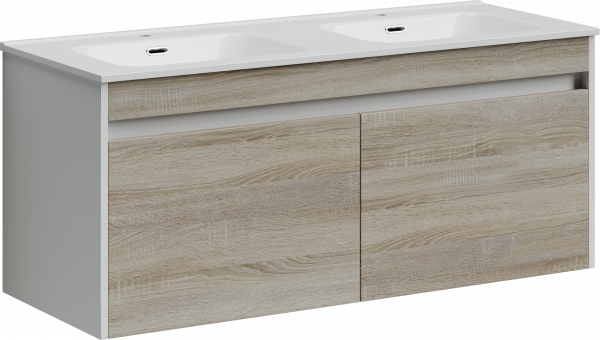 Фото тумба под раковину sancos smart 120 см, цвет: дуб бардолино/белый  sm120-2e