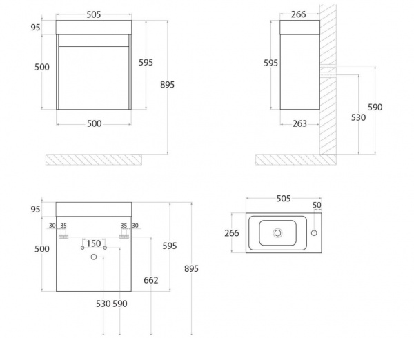 Фото тумба под раковину art&max family 50 см family-500-1d-so-cv