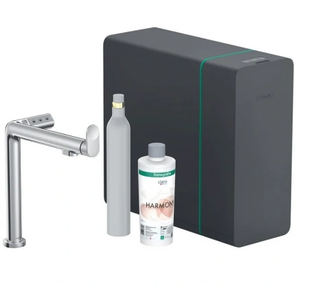 Фото смеситель для кухонной мойки hansgrohe aqittura sodasystem 76810000