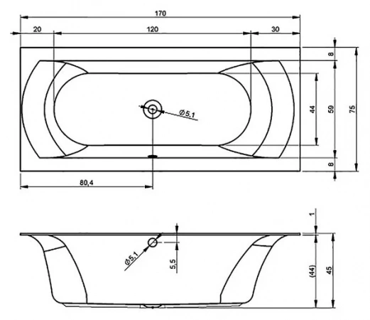 Фото акриловая ванна riho lugo velvet 170x75 см b141001105