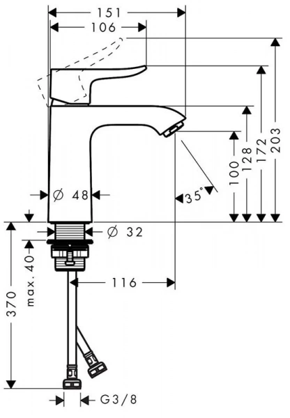 Фото смеситель для раковины hansgrohe metris 31084000