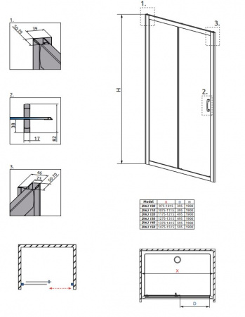 Фото душевая дверь radaway premium plus dwj 110 см 33302-01-01n