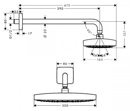 Фото душевая стойка hansgrohe raindance select e 13184000/27385400/26564400