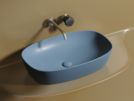 Фото раковина накладная ceramicanova element 60 см, цвет: голубой cn6049ml