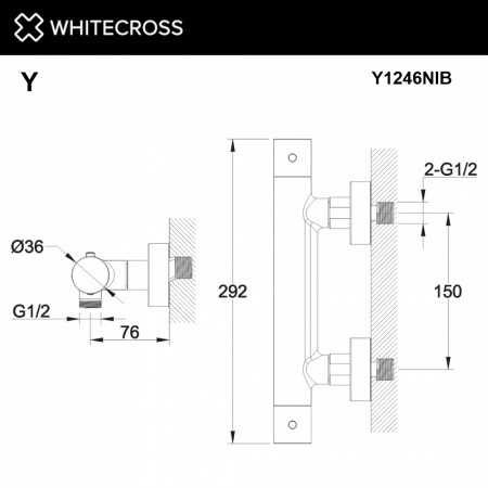 Фото термостатический смеситель для душа whitecross y y1246nib, цвет: никель брашированный