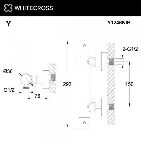 Фото термостатический смеситель для душа whitecross y y1246nib, цвет: никель брашированный