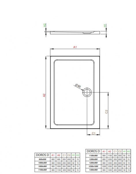 Фото поддон акриловый radaway doros d 80x90 см sdrd9080-01