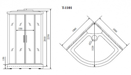 Фото душевая кабина timo standart t-6601 silver fabric 100x100 см
