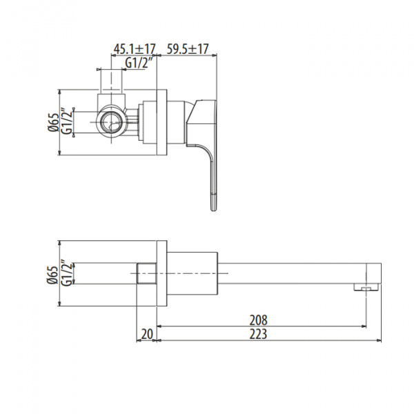 Фото встраиваемый смеситель для раковины gattoni h2omix1000 1037/10c0