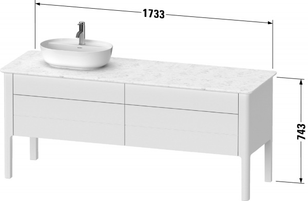 Фото тумба под раковину duravit luv 173 см, цвет: белый матовый сатиновый лак lu9568l3636
