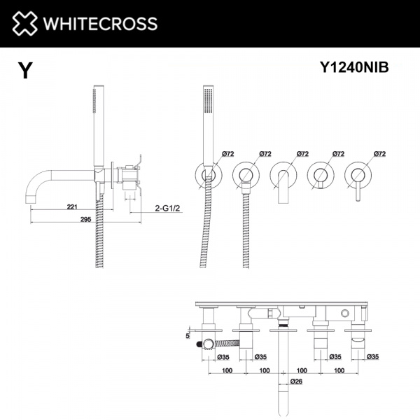 Фото встраиваемый смеситель для душа whitecross y y1240nib, цвет: никель брашированный