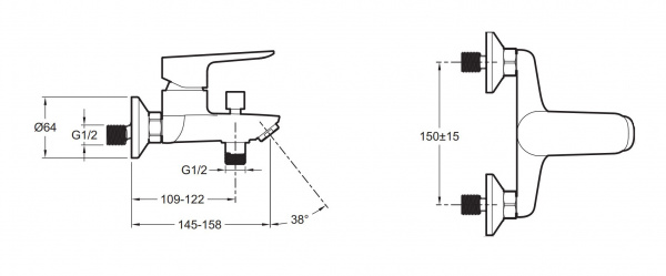 Фото смеситель для ванны jacob delafon oscar e29844-cp
