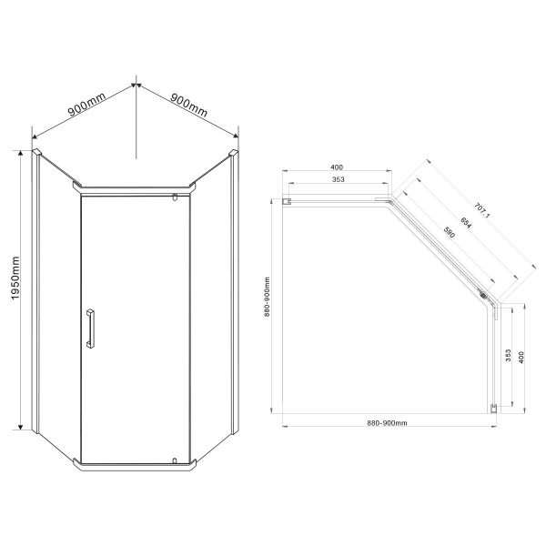 Фото душевой уголок vincea stresa 100x100 см vsp-1s100ch