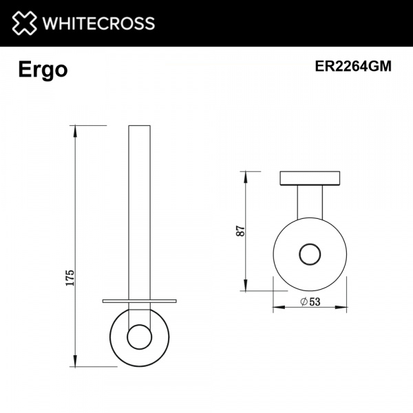 Фото держатель для туалетной бумаги whitecross ergo er2264gm, цвет: оружейная сталь