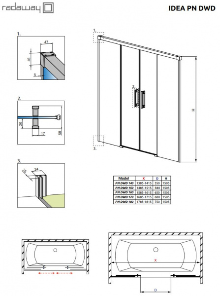 Фото шторка radaway idea pn dwd 140 см 10004140-01-01