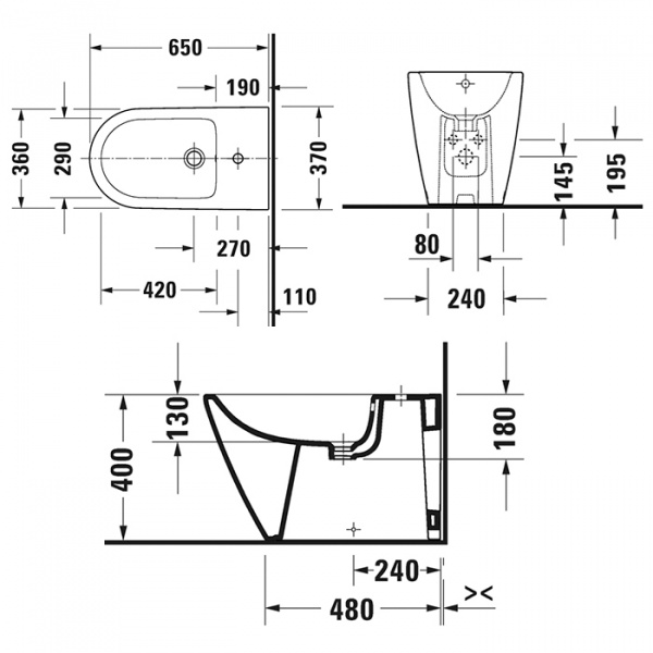 Фото биде подвесное duravit d-neo 65 см 2294100000