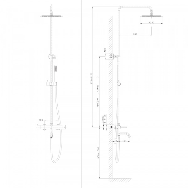 Фото душевая стойка raiber graceful rpb-006